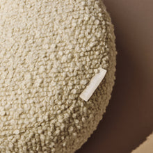 Load image into Gallery viewer, Close up of cream wool bouclé round cushion