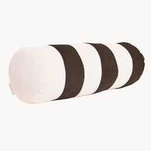 Load image into Gallery viewer, Cream and brown cotton corduroy striped bolster cushion - handmade in UK