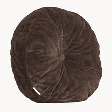 Load image into Gallery viewer, Brown cotton corduroy round cushion - handmade in UK