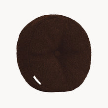 Load image into Gallery viewer, Brown wool bouclé round cushion - handmade in UK