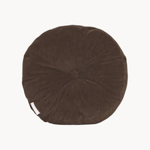 Load image into Gallery viewer, Brown cotton corduroy round cushion - handmade in UK