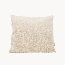 Load image into Gallery viewer, Cream and brown wool bouclé checkered square cushion - handmade in UK