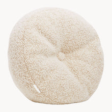 Load image into Gallery viewer, Cream wool bouclé round cushion - handmade in UK
