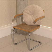 Load image into Gallery viewer, Cream wool bouclé round cushion - handmade in UK
