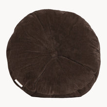 Load image into Gallery viewer, Brown cotton corduroy round cushion - handmade in UK
