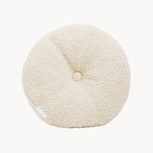 Load image into Gallery viewer, Cream wool bouclé round cushion - handmade in UK
