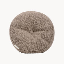 Load image into Gallery viewer, Beige wool bouclé round cushion - handmade in UK
