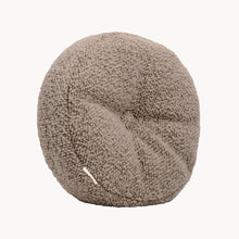 Load image into Gallery viewer, Beige wool bouclé round cushion - handmade in UK
