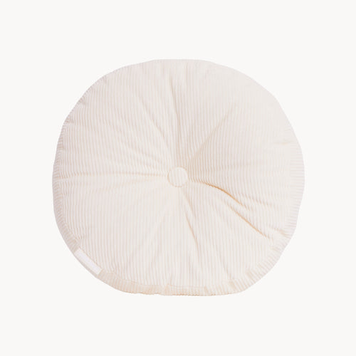 Cream cotton corduroy round cushion - handmade in UK