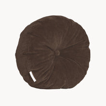 Load image into Gallery viewer, Brown cotton corduroy round cushion - handmade in UK
