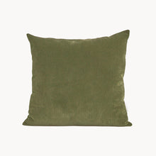 Load image into Gallery viewer, Cream and green cotton corduroy checkered square cushion - handmade in UK
