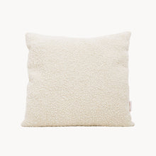 Load image into Gallery viewer, Cream and brown wool bouclé striped square cushion - handmade in UK
